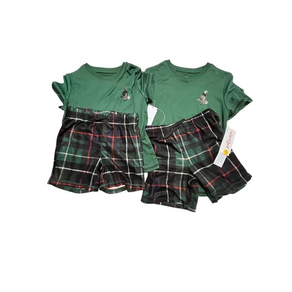 Boys' 2pc Plaid Short Sleeve  Pajama Set Cat & Jack Green Plaid Sz 4/5 6/7 - Picture 2 of 4